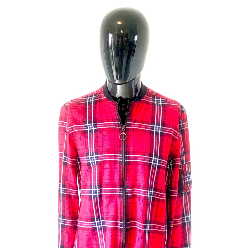 Zara plaid zip up jacket.